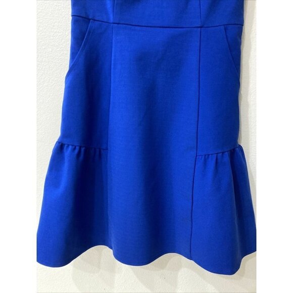 Harlyn size medium fit flare short blue party dress cut out V-back scoop neck - Picture 3 of 9
